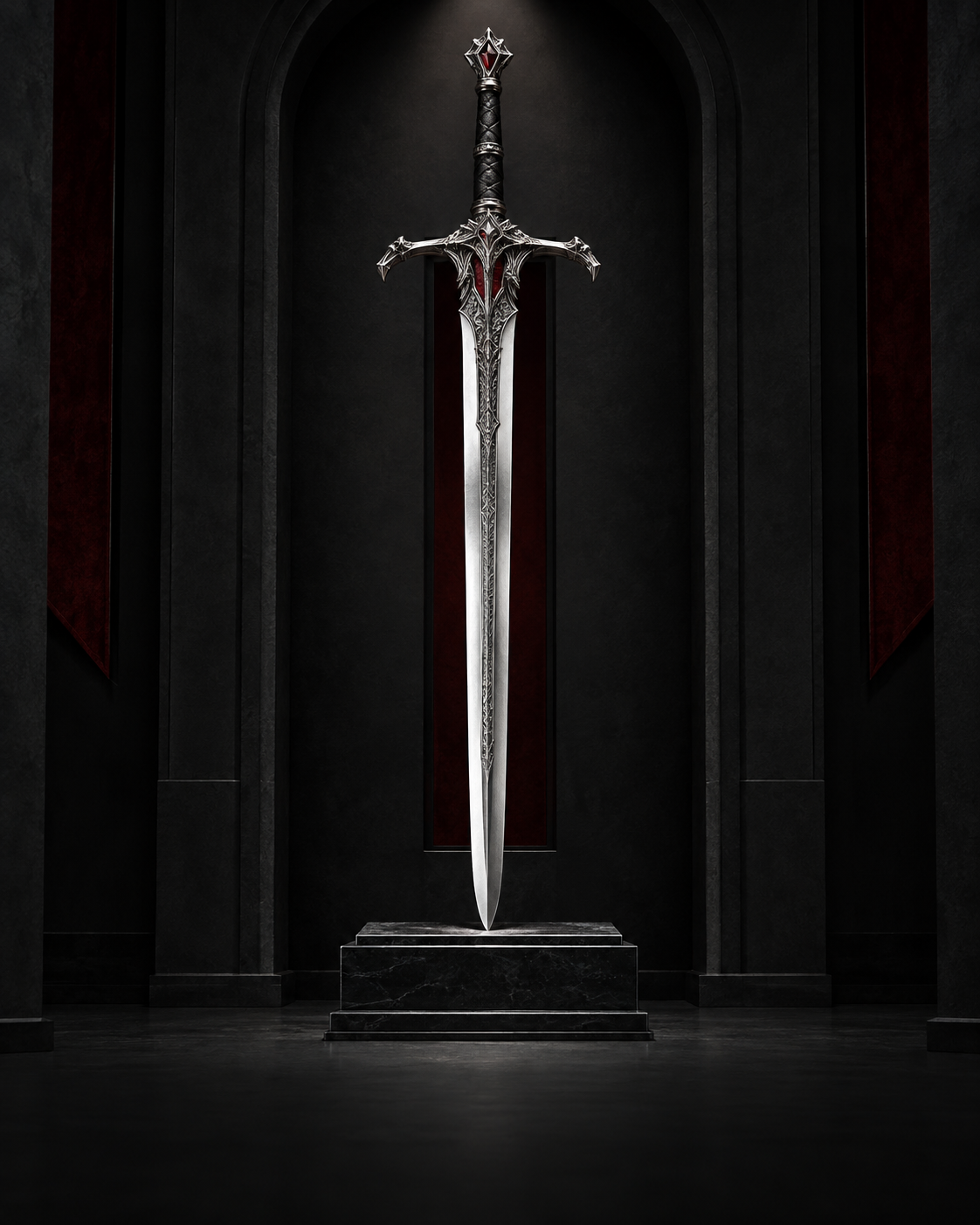 Collector centerpiece sword on black display