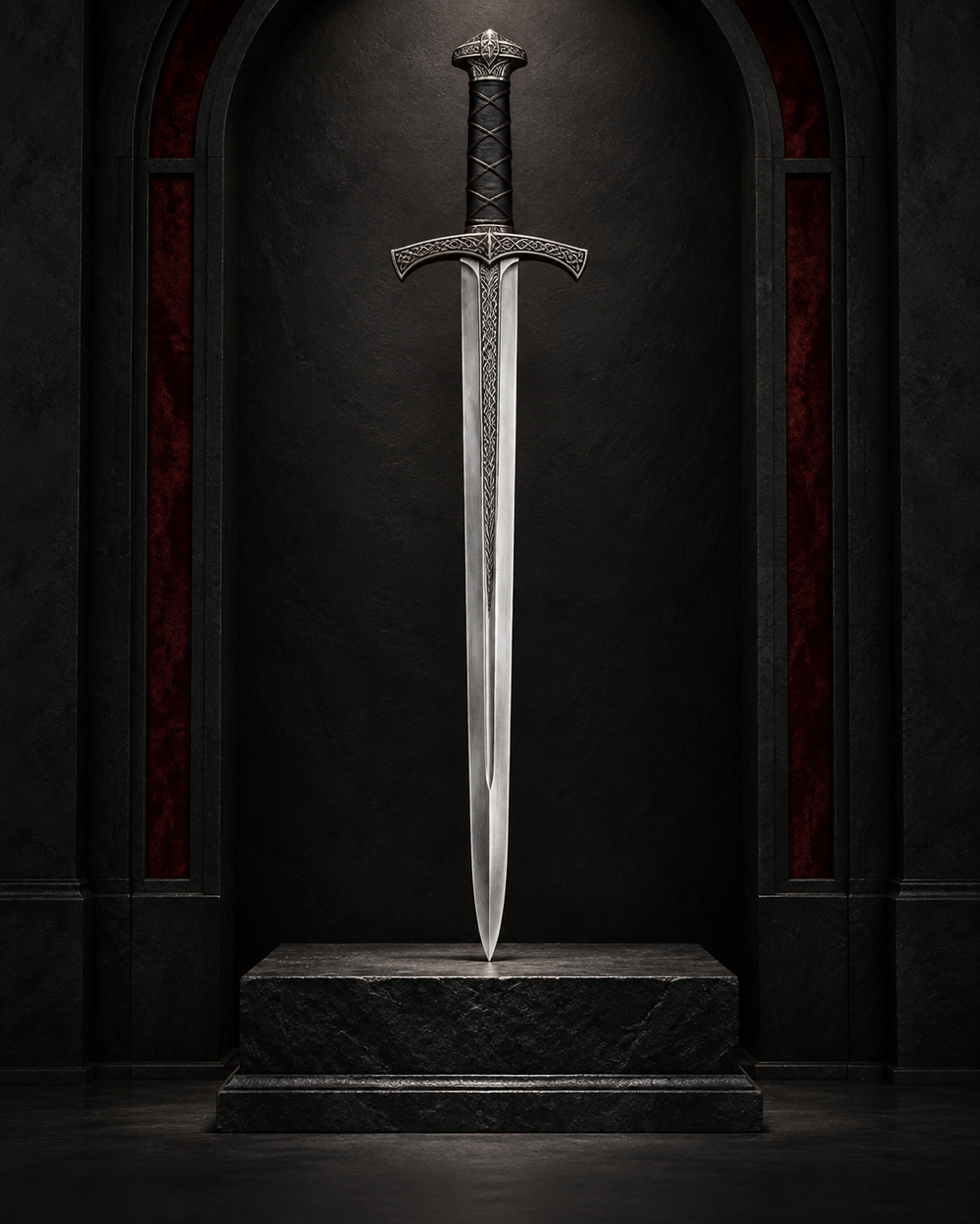 Viking inspired sword on black display