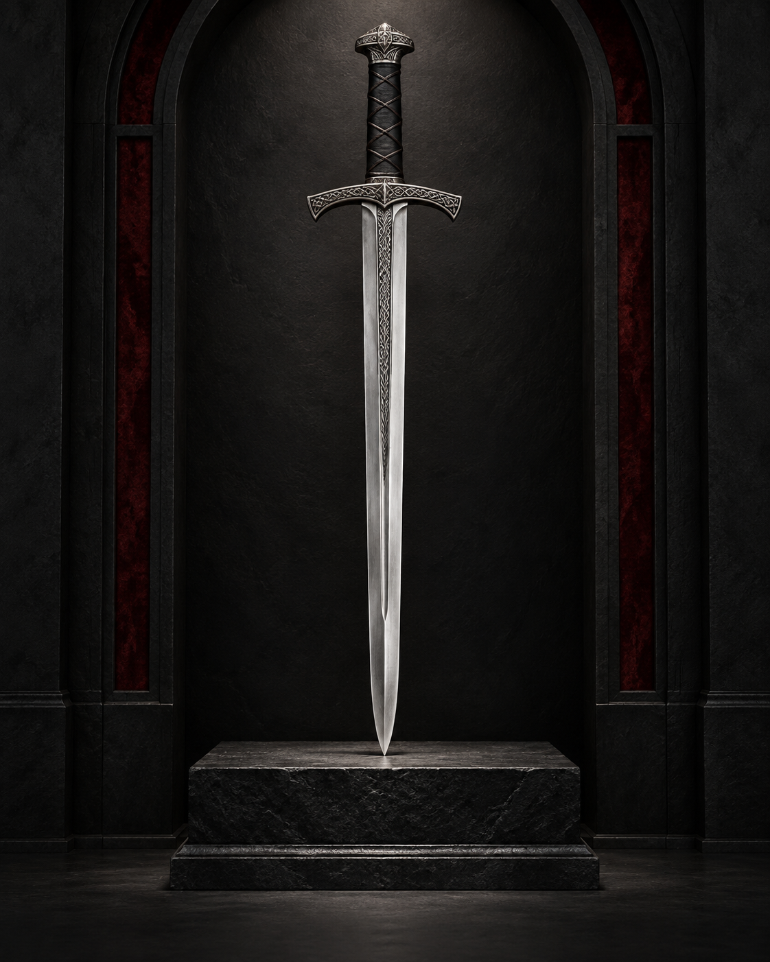Viking inspired sword on black display